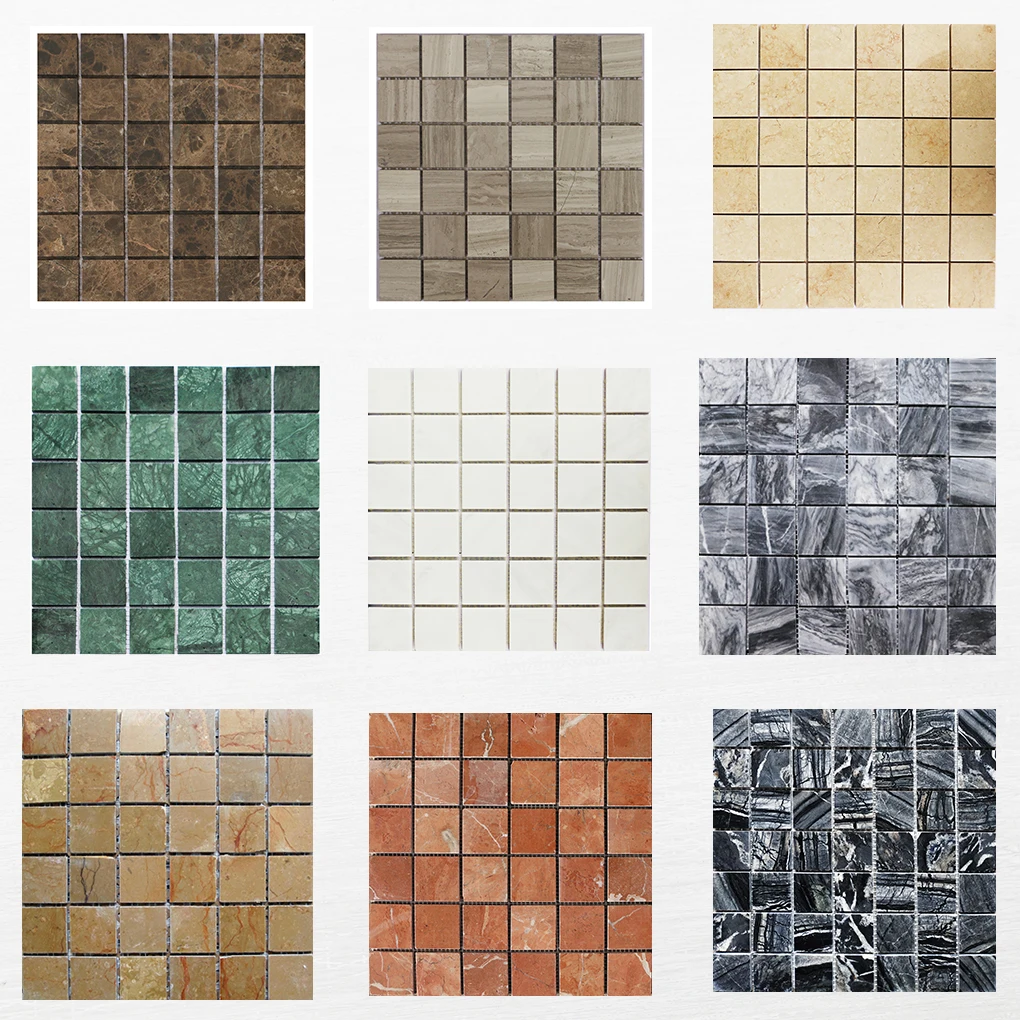 2*2 Inches Emperador Dark marble mosaic tile square stone mosaic grid tile for both walls and floors tiles