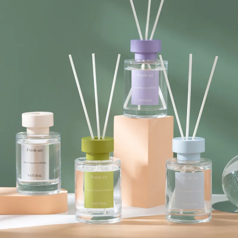 Eco-Friendly 120ml home fragrance reed diffuser Scent Air Freshener plastic wood cover color aromatherapy ornaments with sticks