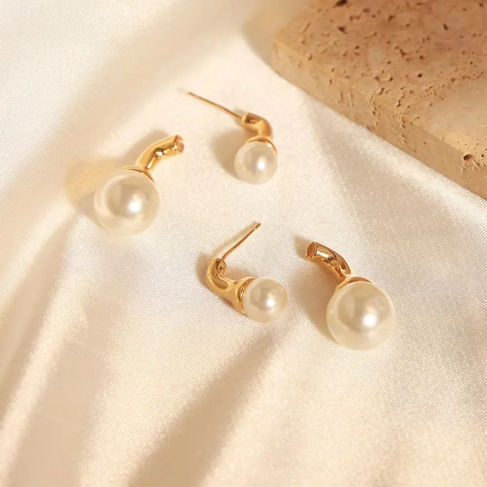 Wholesale Retro Jewellery Pentagram Pearl Earrings Aura Plated Crystal Dangle Earrings Fashion Women Accessories Jewelry
