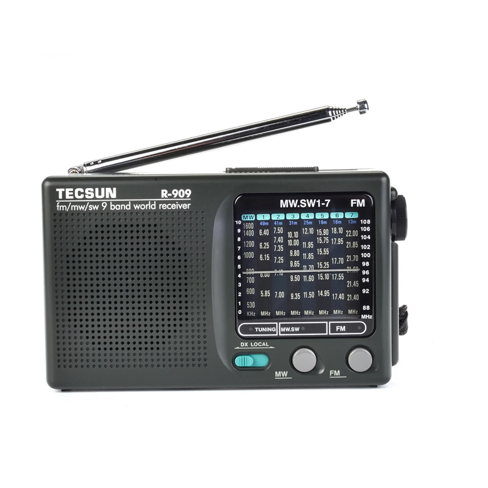 Wholesale Price TECSUN R-909 FM / MW / SW 9 Bands World Receiver Portable Radio radio fm portable with built in speaker