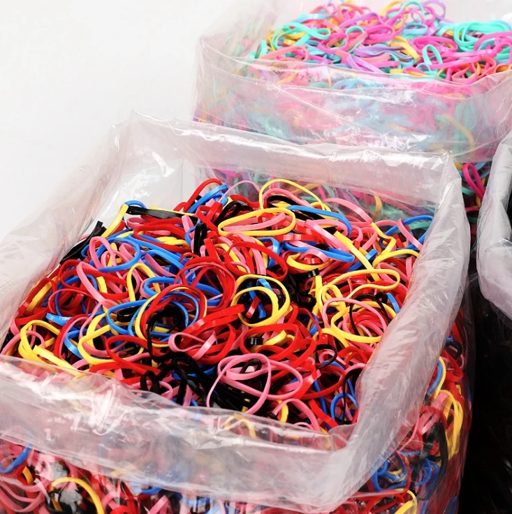 Wholesale Color Colorful Disposable Hair Bands Durable Mini Elastic Rubber Silicon Hair Bands Hair Ties