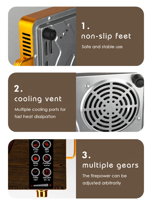 2200W high-power multifunctional household infrared cooker with knob adjustment