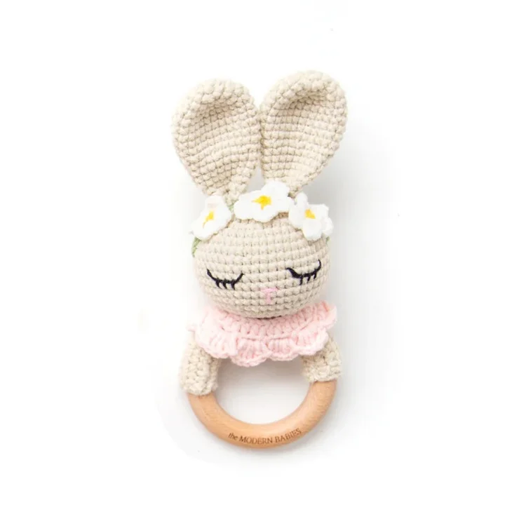 Wholesale Baby Stuffed Bunny Doll 100% Organic Cotton Crochet Baby Toy Custom Logo Crochet Bunny Amigurumi Stuffed Toy
