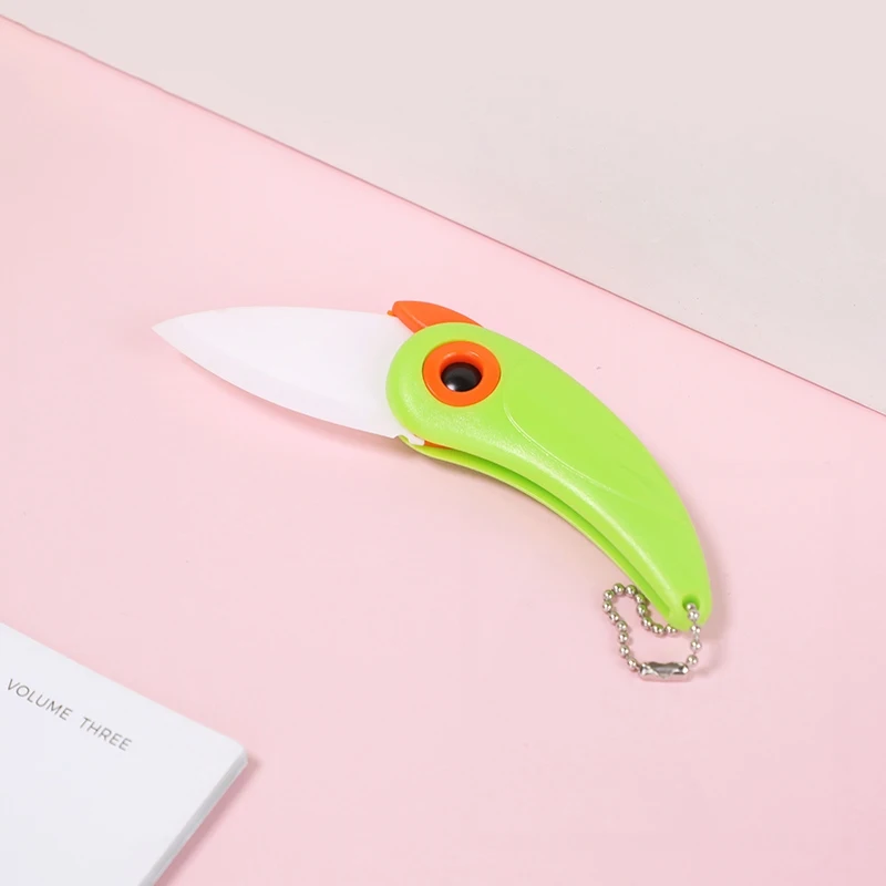 LATTLIV on Sale Portable Knife Cute Parrot Design Foldable Knives Fruit Peer Tool Sharp Ceramic Knife