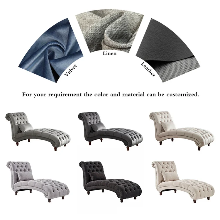 Fashion Light Luxury Chair Furniture Living Room Chesterfield Sofa Chair Linen Fabric Chaise Lounge