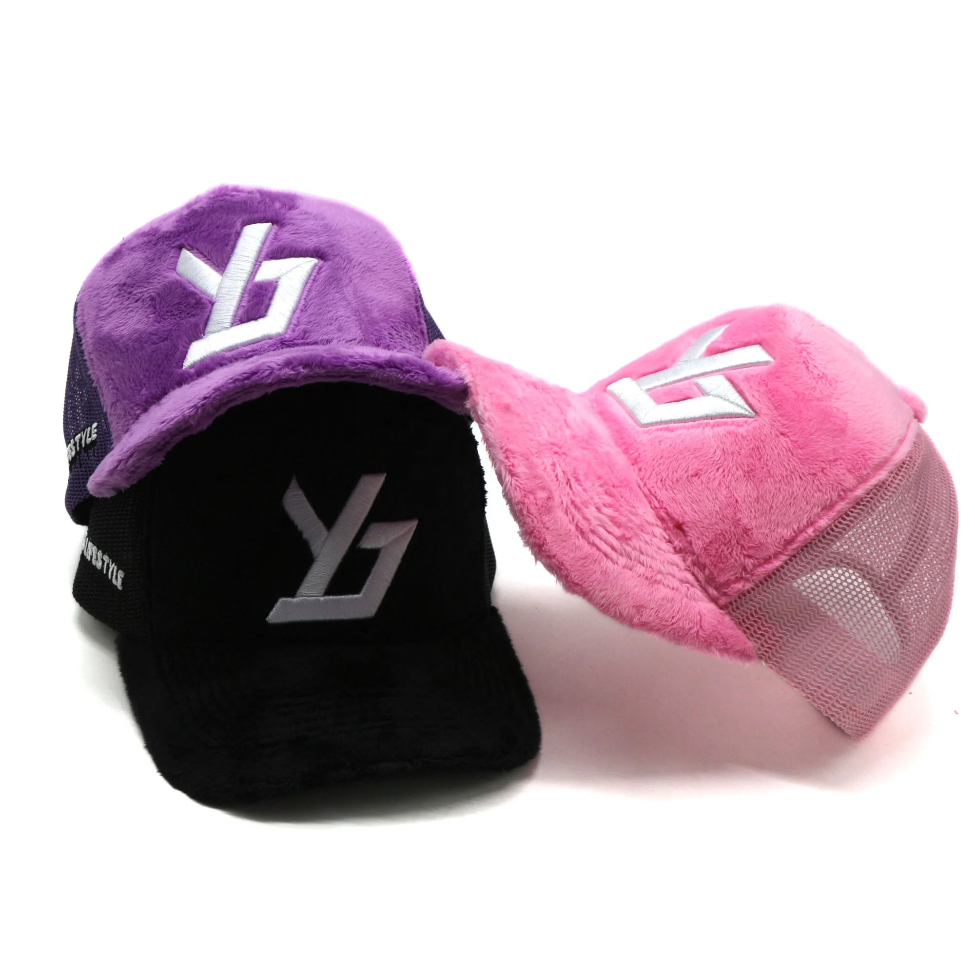 Fuzzy Velvet Trucker Hat Embroidery Logo Soft Structured Trucker Hats With Factory Price