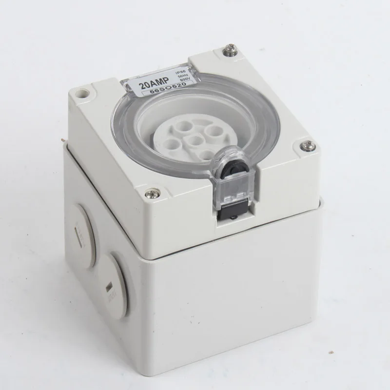 Clipsal 56SO520 Surface Socket Outlet, 5 Round Pin, 20AMP, 50Hz 500V, IP66 Gray