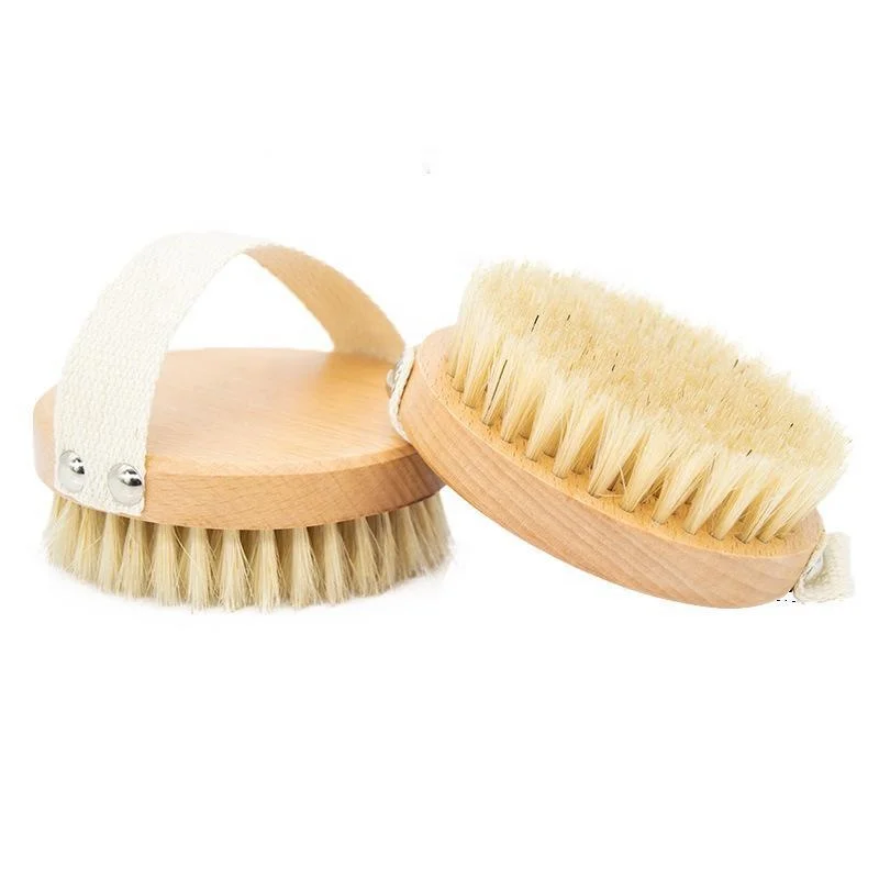 Sisal Fiber Brush Vegan Hair Bath Brush Shower Exfoliating Scrubber Massage Wooden Dry Body Vegan Brush