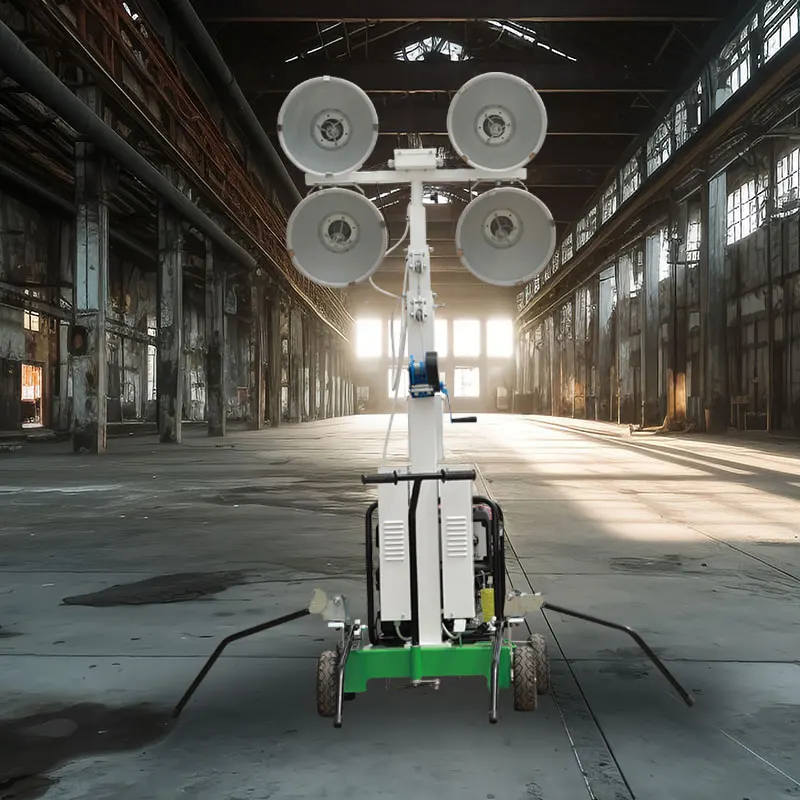 Trailer Light Tower Construction Lighting 5m 7m 9m 4*1000w Led Mobile Diesel Tower Light