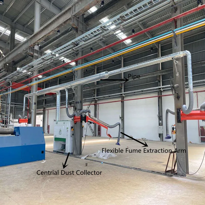 Plasma cutting dust collector for plasma table air filtration with cartridge filter and automatic cleaning system