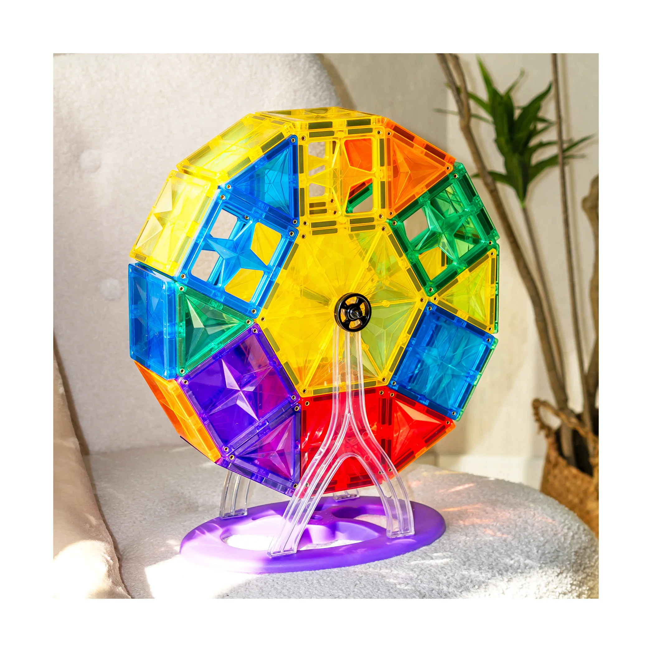 MNTL Magnetic Tiles 46 PCS Ferries Wheel Magnetic Building Blocks Educational Montessori Toys for Toddler Kids