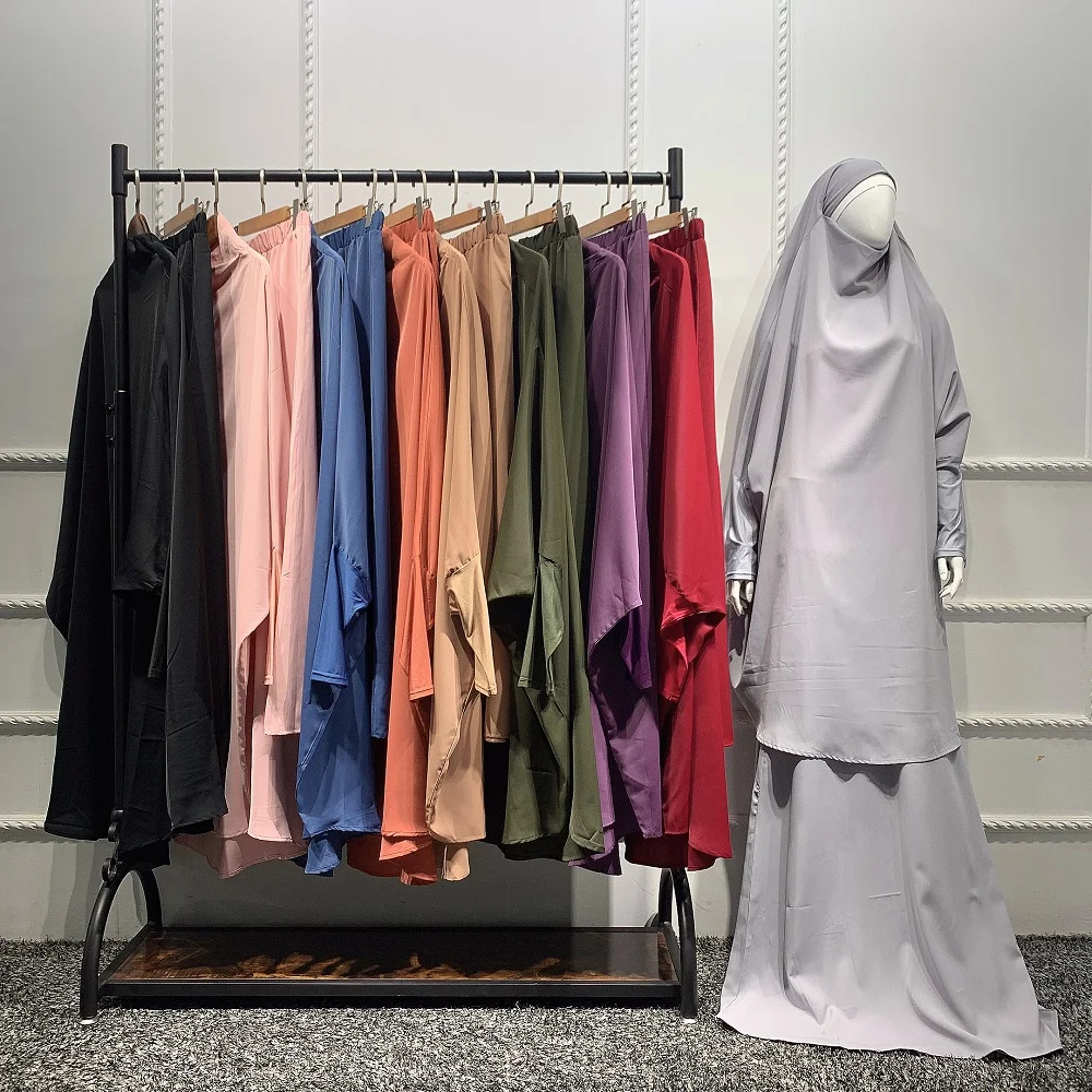 9 colors nida material women clothes dress islamic clothing dresses prayer abaya muslim jilbab 2 pieces wholesale