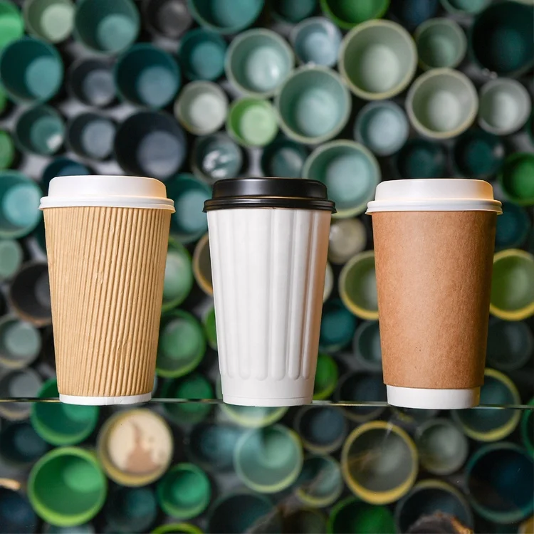 Ripple Wall Coffee Paper Cups Disposable Corrugated Paper Cup Disposable Paper Cups 12 OZ