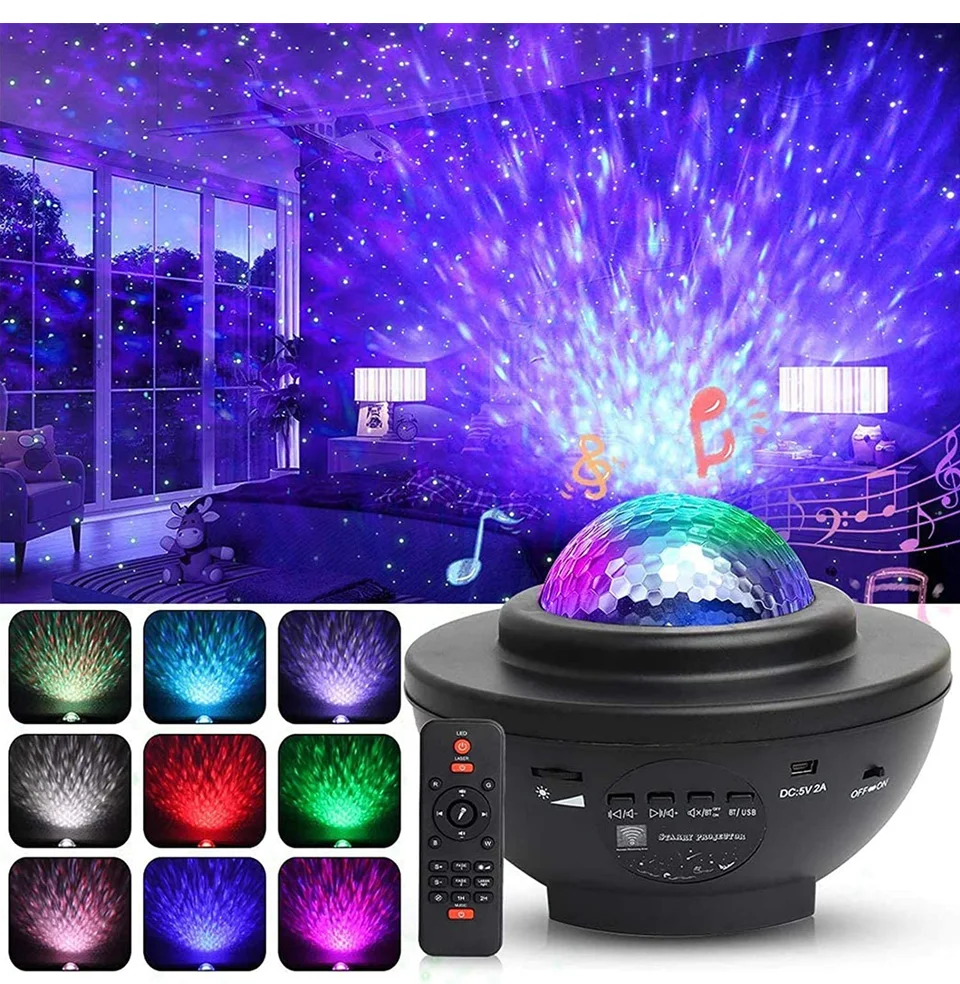 Howlighting  Modern Kids Led Remote Control Night Light Star Starry Sky Projection Lamp With Bluetooth