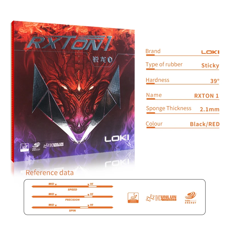 Низкая индивидуальная резина для настольного тенниса Loki Rxton 1 одобренная Kunlun высокоплотная резиновая летучая мышь