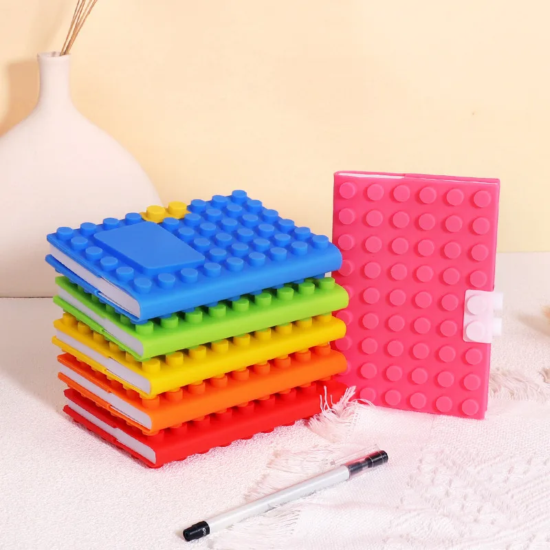 Factory direct creative stationery silicone notebook can print logo building block gift 6a student silicone notepad