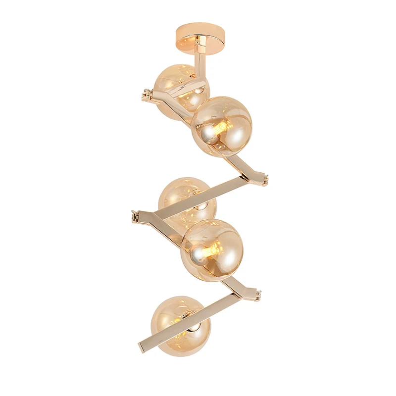 Nordic Luxury Gold Color 5 Bulbs Glass Ball Chandeliers for Living Room