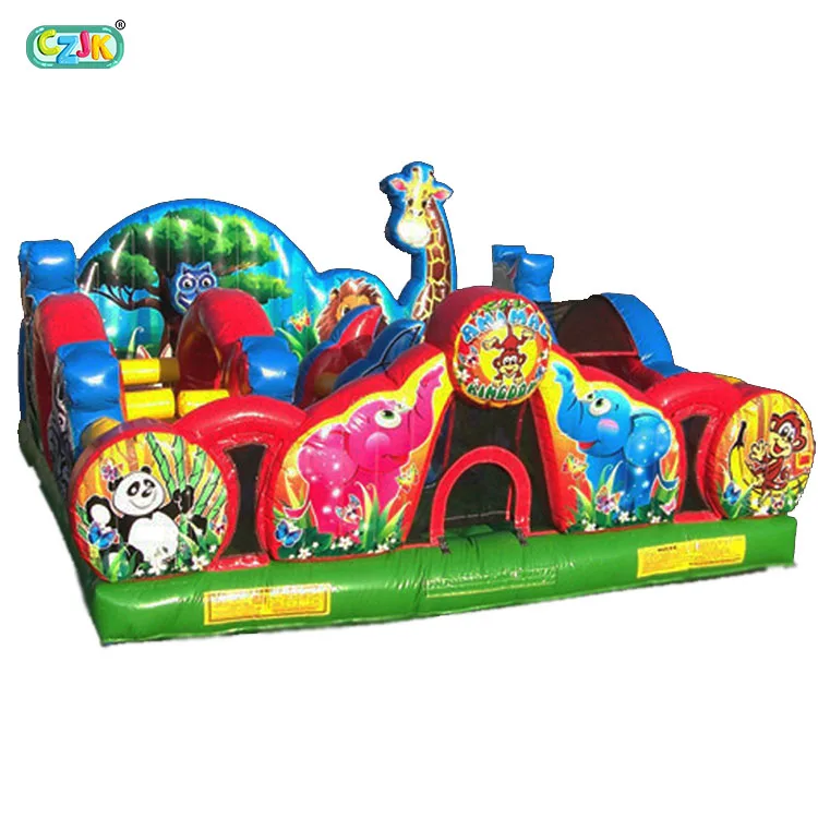 Moonwalk Commercial Custom Wild Animals Combo Kingdom Inflatable Bouncer Jumping Bouncy Castle Jumper Bounce House With Slide