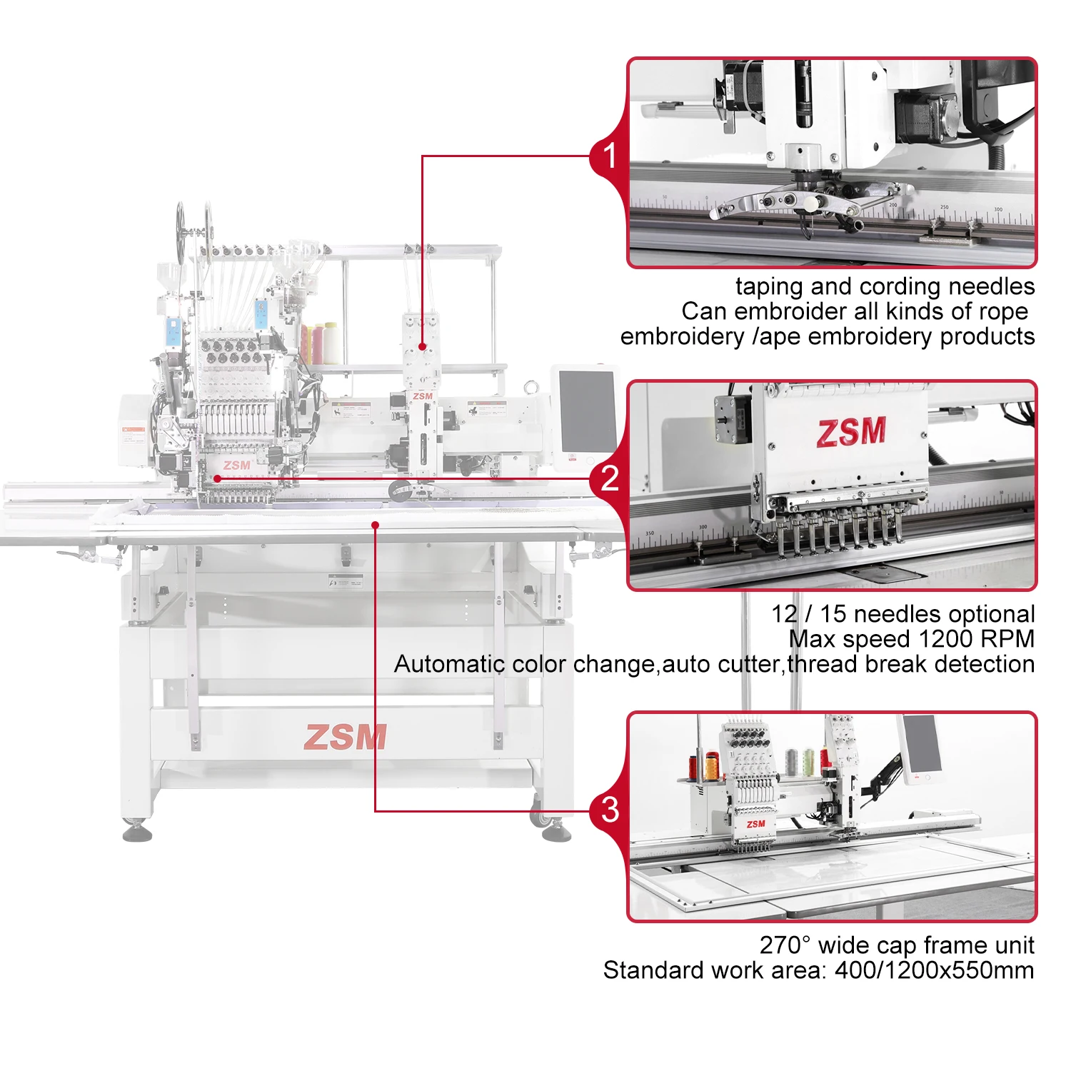 sequin cording device computerized embroidery machine