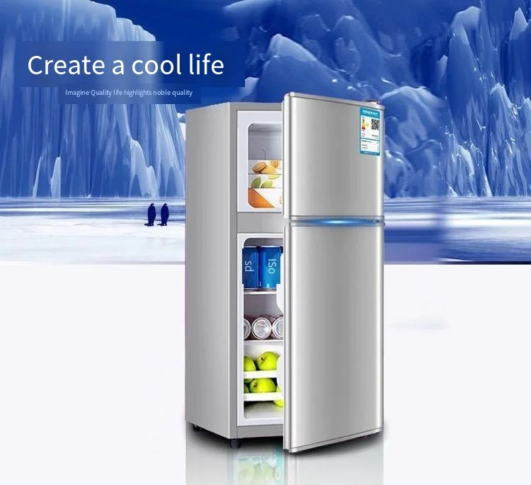 Fridge Double Door Compact Refrigerator Compact Refrigerator For Home Dormitory Apartment Fridge Refrigeration Equipment