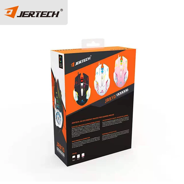 Jertech JR810 Breathing Led Light Pc Mouse Laptop Universal Usb Wired Mouse 5 Hyperesponse Buttons 6400 DPI Optical Mouse