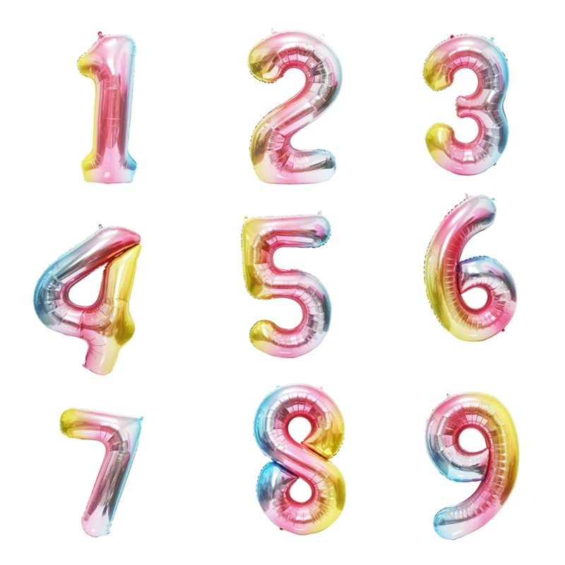40 inch multicolor Number Digit Balloons Aluminum Foil Film Mylar Balloon graduation party Birthday Party balloons