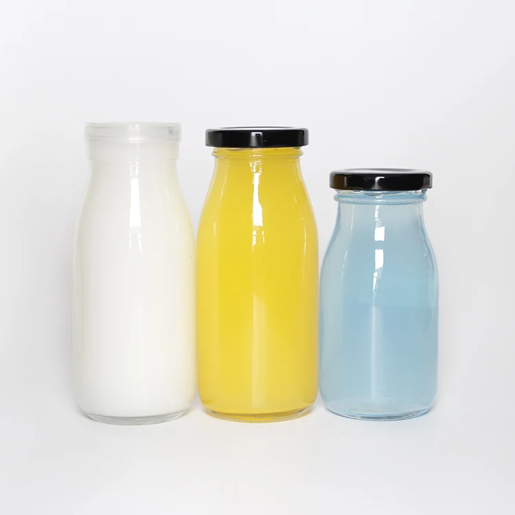 250Ml 500Ml 1000Ml Wholesale Round Empty Beverage Milk Juice Bottles With Metal Lids