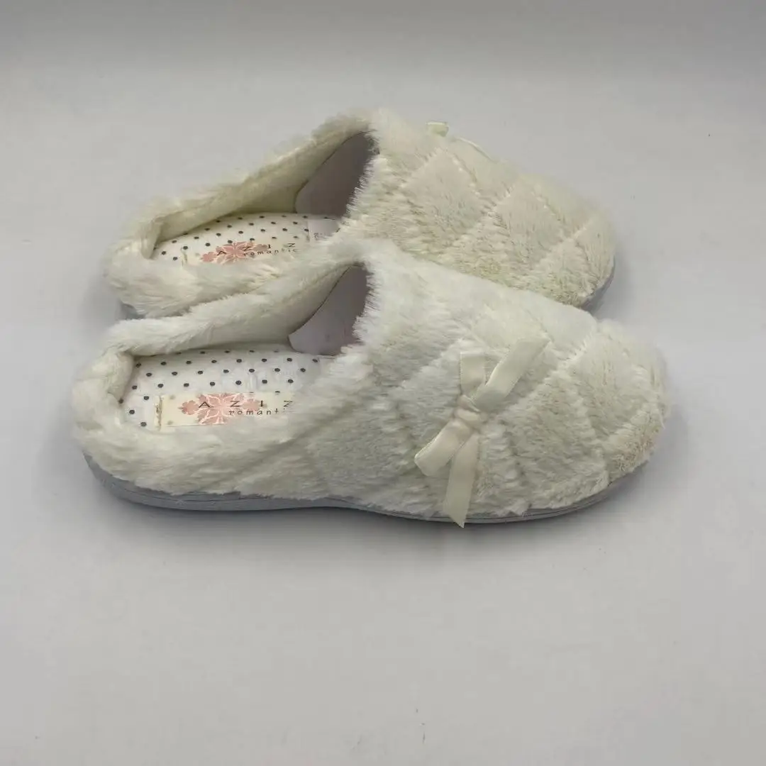 Wholesale winter warm fluffy soft fur quilting house slippers for women