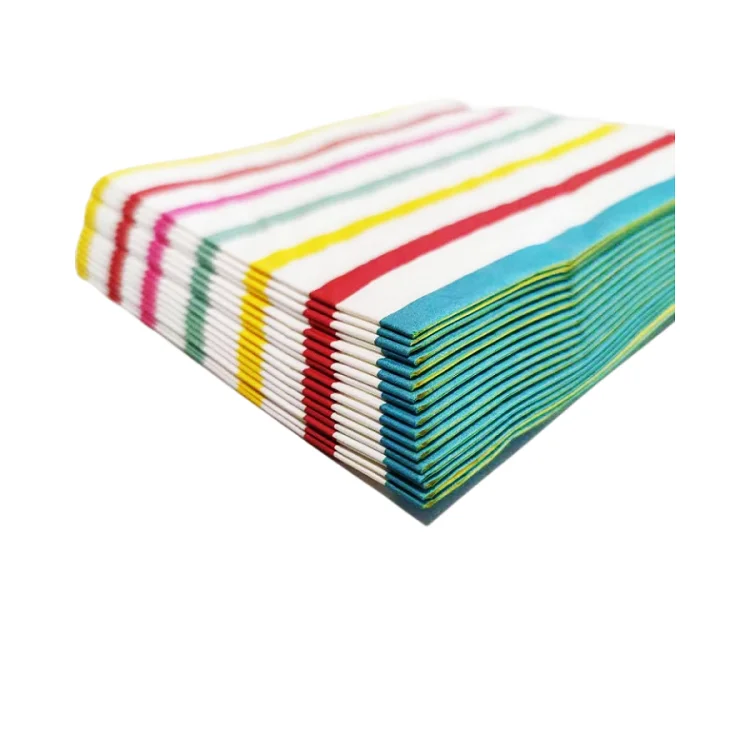 Factory Customized High Quality Stripe Party 33x33cm 2 Ply Printed Paper Napkins