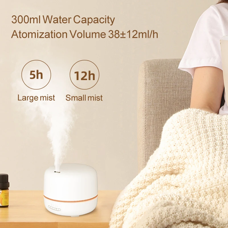 Wholesale Wooden Stand Wood Mood Light 300Ml 7 Rgb Lamp Night Aroma Diffuser Bottle