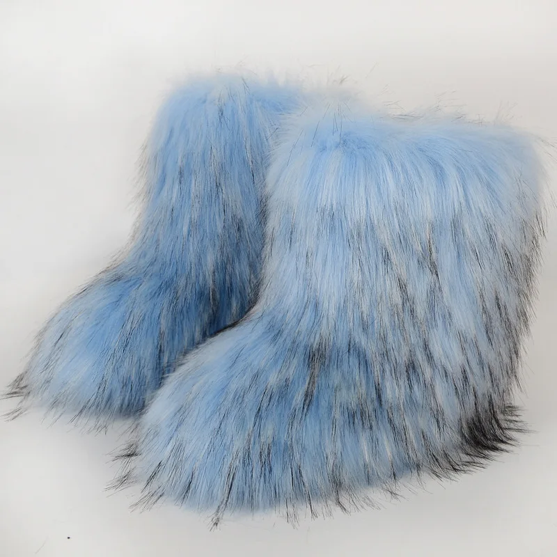hot selling ladies imitation raccoon fur boots factory wholesale high quality snow boots fur snow boots