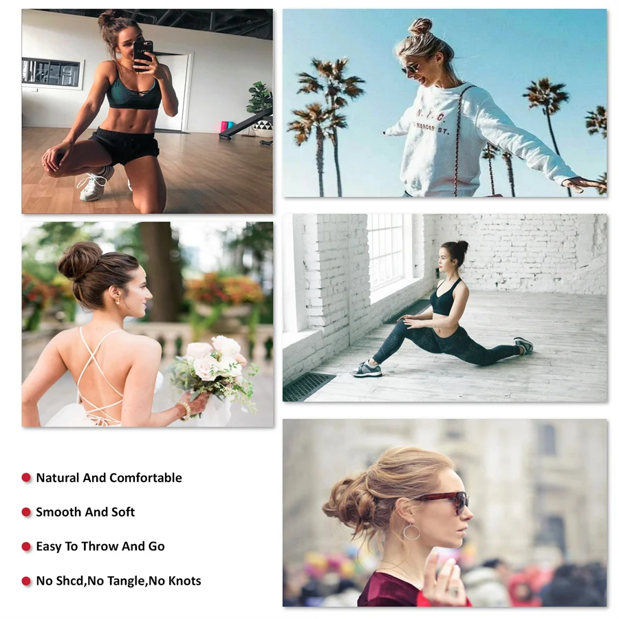 Hot Selling Human Hair Wrap Curly Scrunchie Messy Hair Bun Extensions Chignon Hair For Women