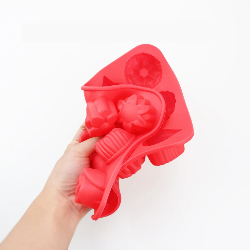 12 Different Flowers Shapes Cavities Small Cake Baking Mold Silicone Cookies Easy Release Molds
