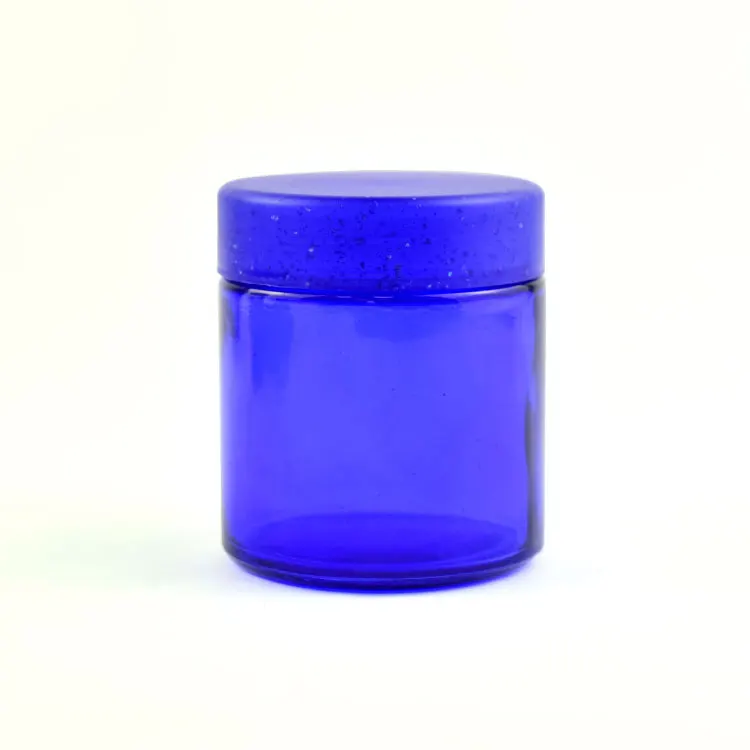 Cobalt blue glass jars flower 6oz blue glass jar smell proof custom 4oz glass jar child proof colors with box airtight smoothcap
