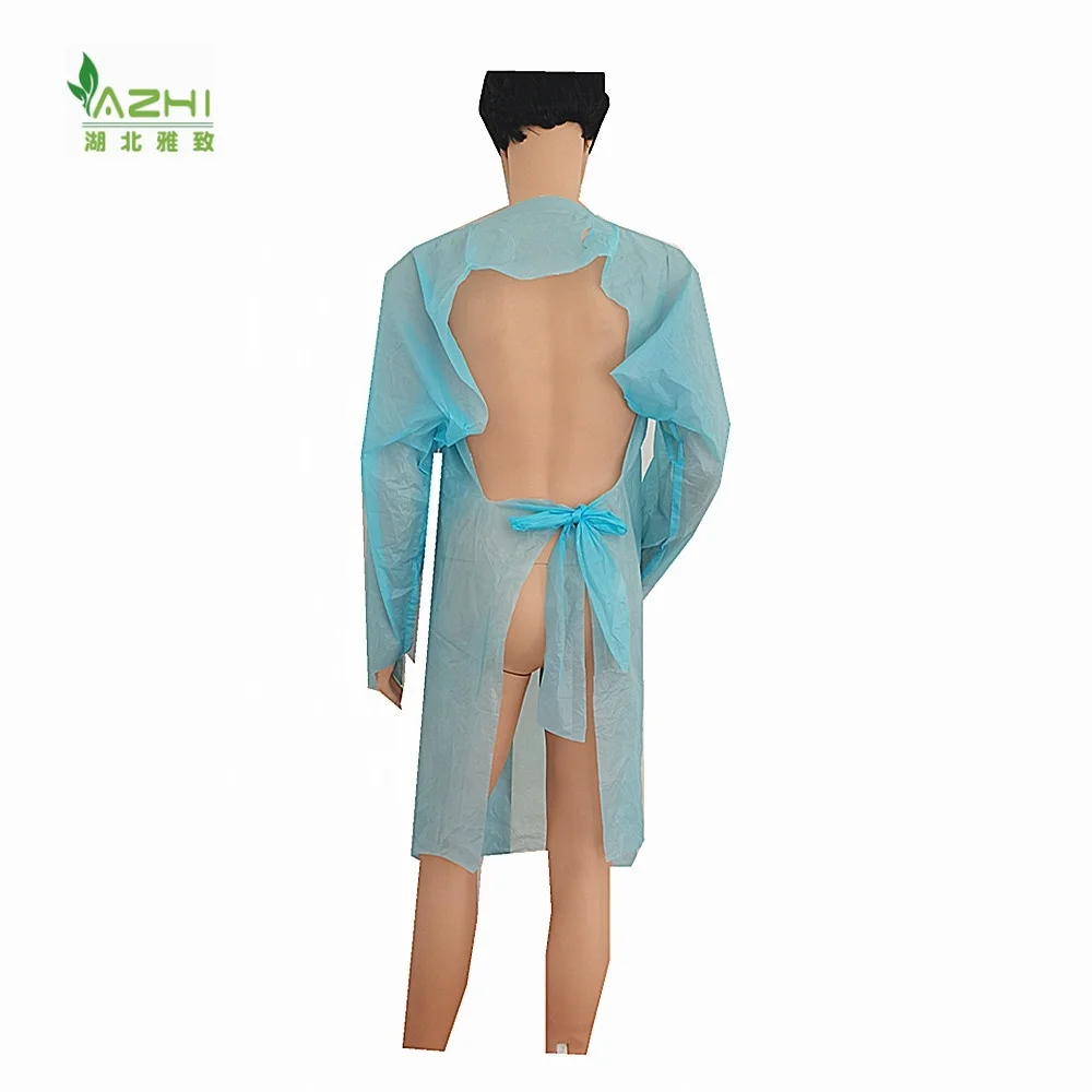 China factory supplied disposable cooking aprons waist apron disposal single use hairdresser aprons CPE gown with thumb hole