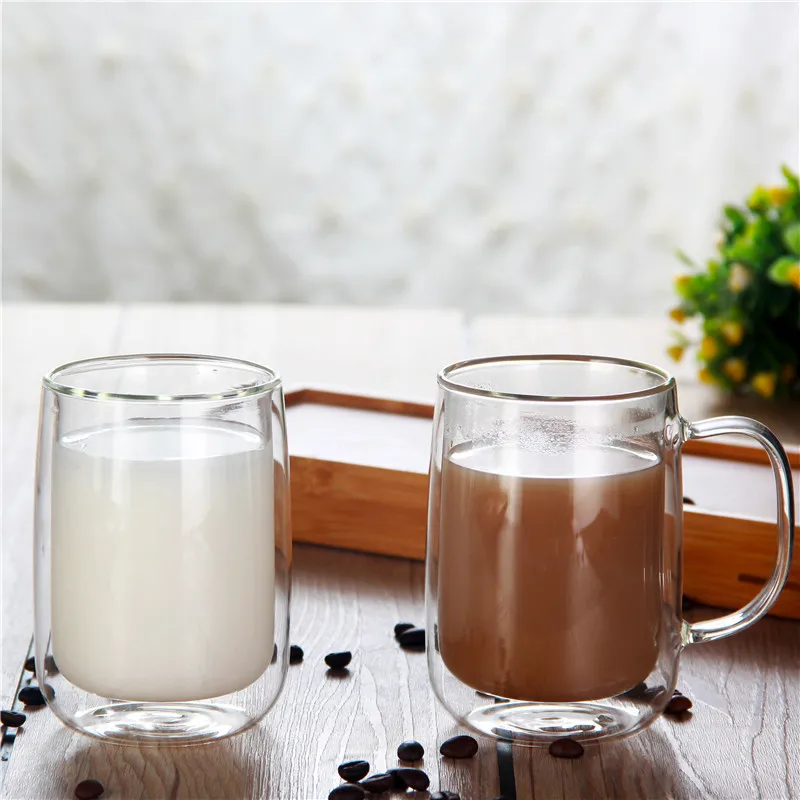 Clear Double Wall Insulated Glass Coffee Tea Mug With Handle Espresso Mugs Latte Mug Glass Cappuccino Cups
