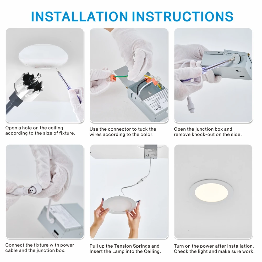 12 Pack 6 Inch LED Recessed with Night Light Canless Ultra Thin Wafer Downlight Dimmable Soffit Pot Ceiling Lighting bedroom