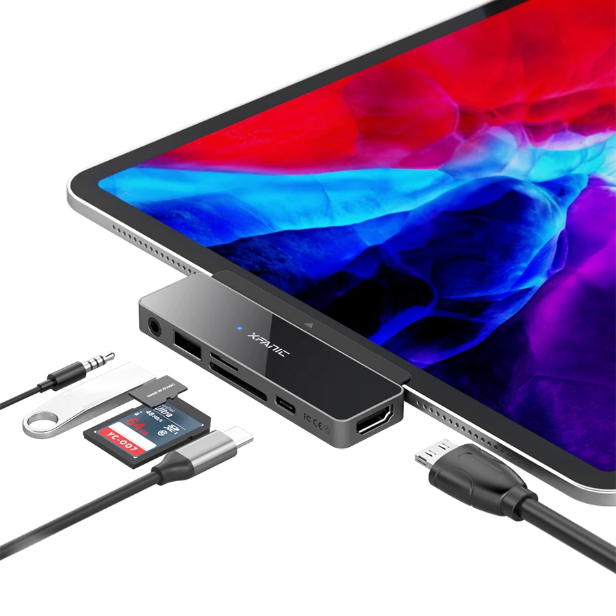
6 in 1 Type C Hub phone laptop accessories usb 3.0 SD/TF HDMI 4K PD 100W for iphone macbook ipad pro 