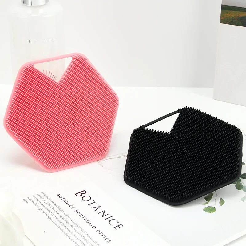 Back Bath Exfoliating Shower Brush Body Massager Polygon Silicone Body Brush Skin Scrubber