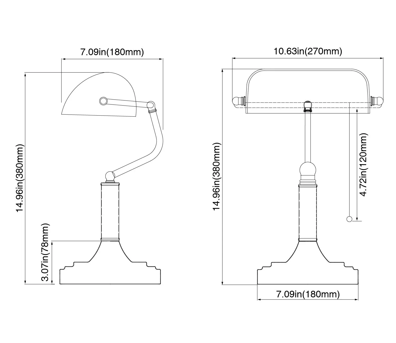 M-1096 Satin Brass Traditional Banker Lamp Antique Style Emerald Green Glass Desk Light
