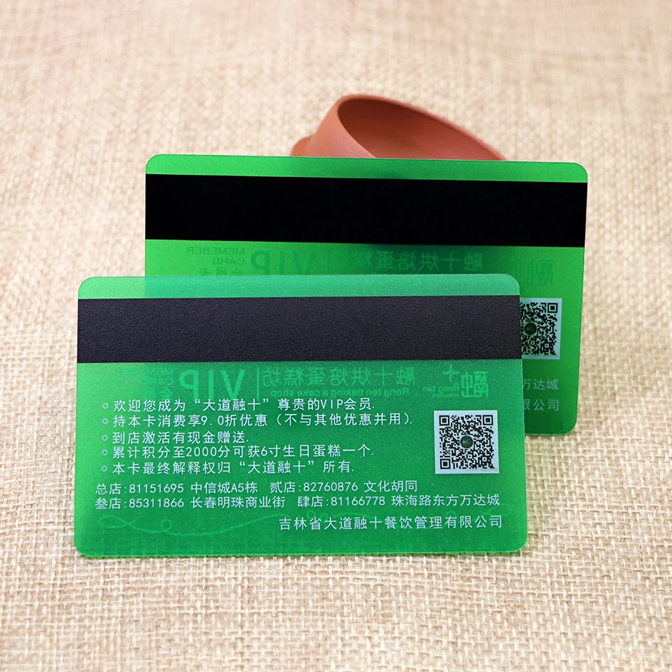 Customized Magnetic Stripe QR Code Printed Transparent Plastic Cards