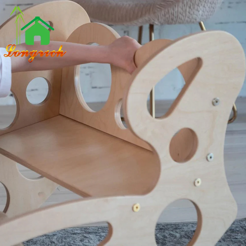 Wooden Rocking Chair Board multifunctional wooden piklers Arch Rocker Montessori Kids Toy arch rocker climbing arch for children