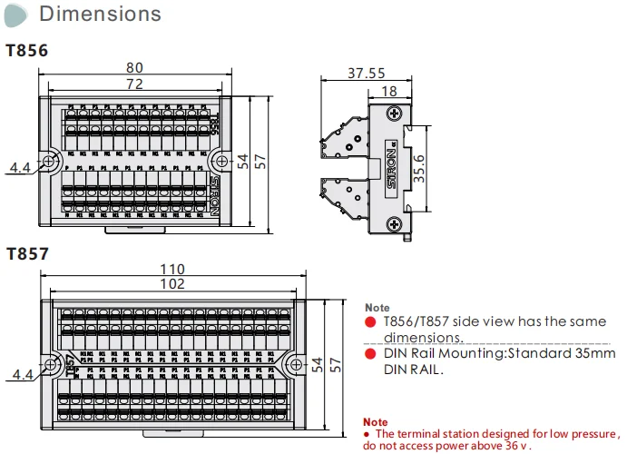T856 SiRON manufacture Common side Terminal Block  Breakout Board 24 pin terminal block