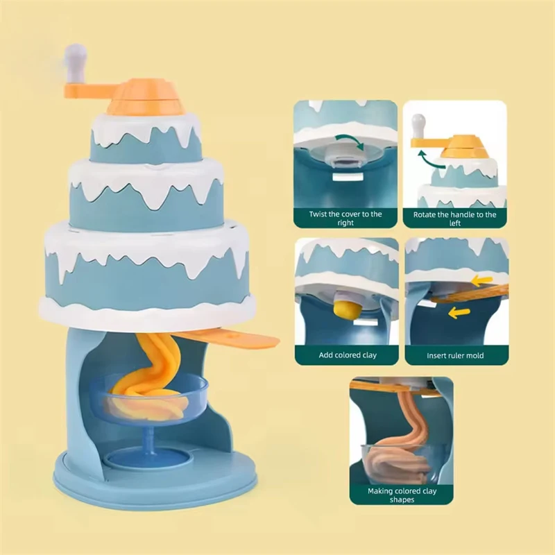 Christmas Gifts for Kids kids educational cake color mud ice cream making machine play dough toy simulation dessert DIY clay kit