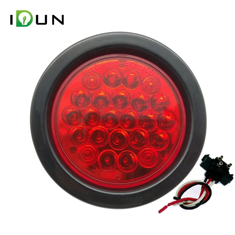 24  Piranha LED 4 Inch Round RV Tail Light for Truck Trailer Van Lorry Stop Turn Tail Combination Lights With rubber grommet