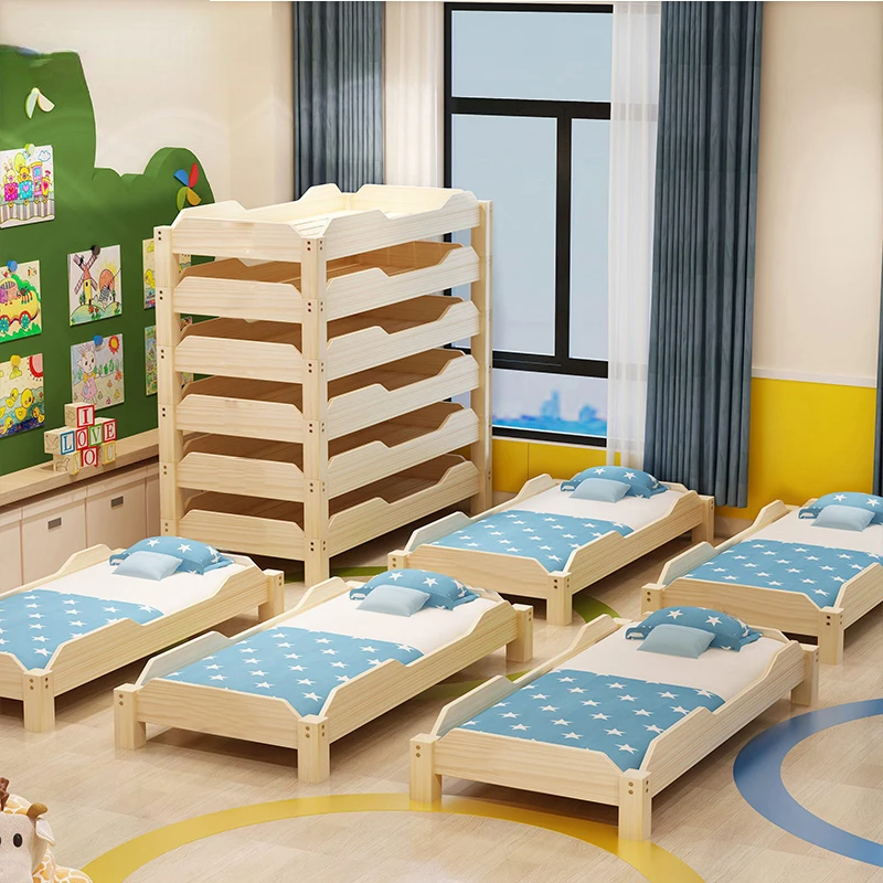 Kids Solid Wooden Single Bed for Kindergarten Kids Resting Bed Daycare Furniture Sleeping Cot for Kids wooden Baby Crib