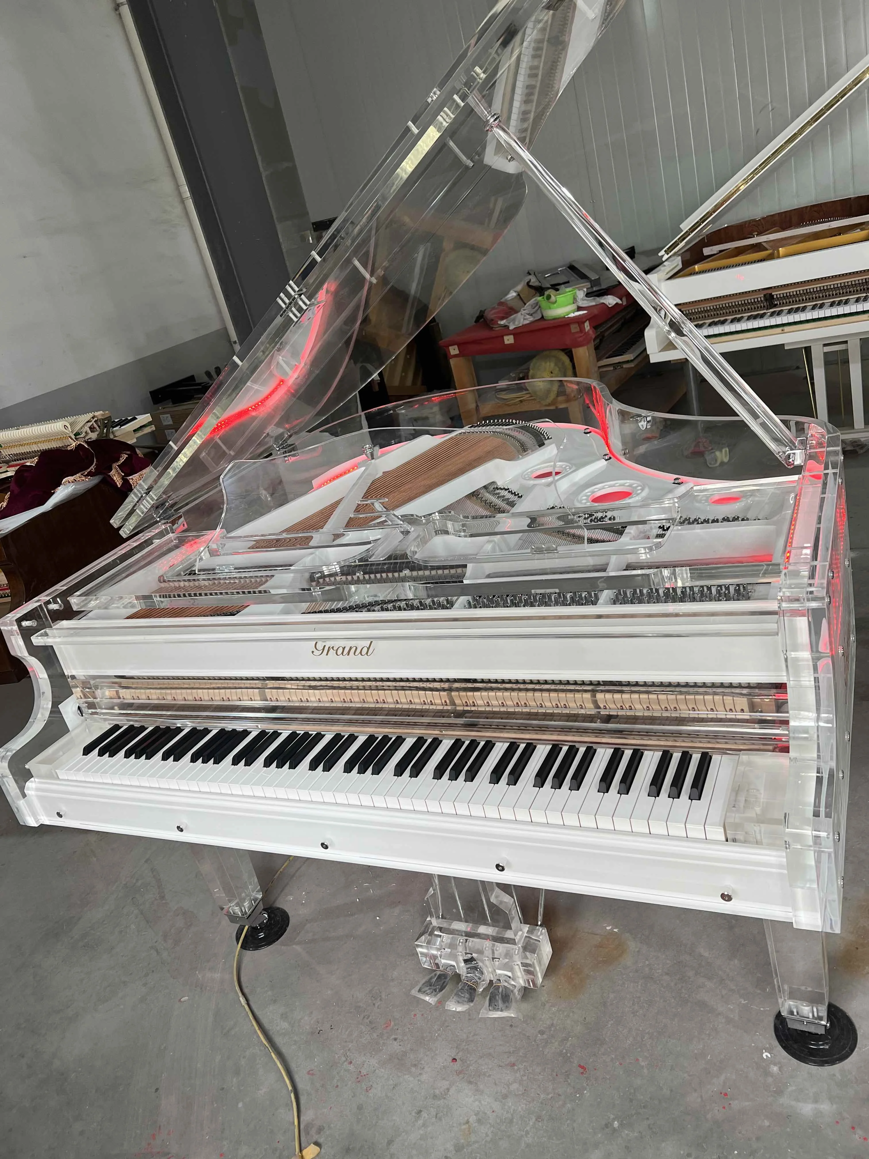 Custom Acrylic Baby Grand Piano for sale GP152A with LED lights Crystal Piano Accept Piano OEM