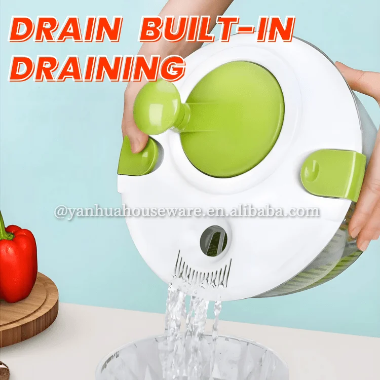 Kitchen Lettuce Spinner with Secure Lid Lock Rotary Handle Vegetable Washing Dryer Quick Dry Vegetable Salad Dryer