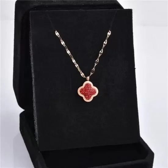 high quality 18k gold plated stainless steel jewelry four leaf clover necklace