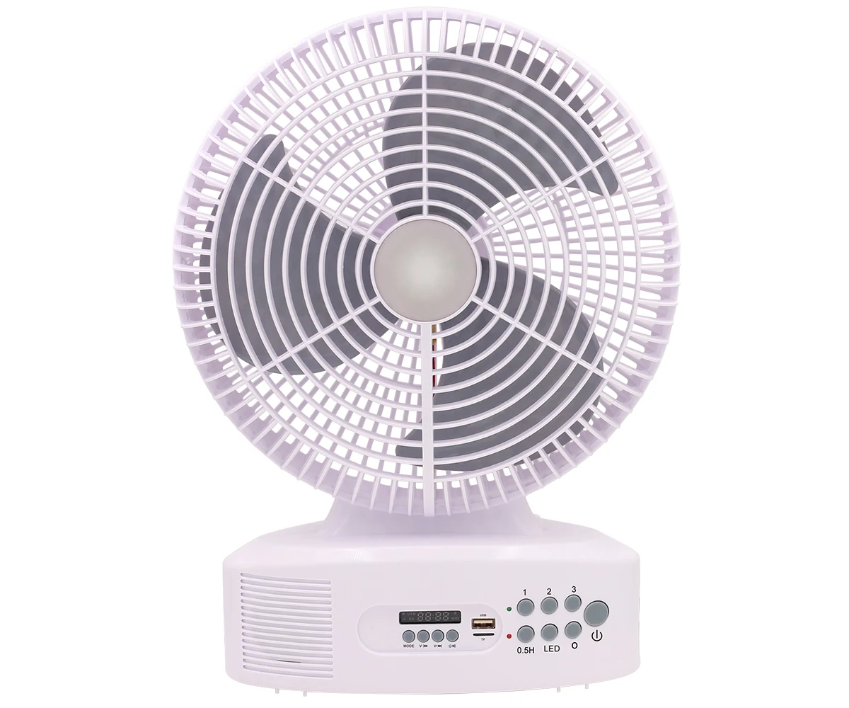 Перезаряжаемый вентилятор AC/DC, вентилятор на солнечной батарее, настольный вентилятор 12 дюймов с мобильной зарядкой и светодиодной подсветкой